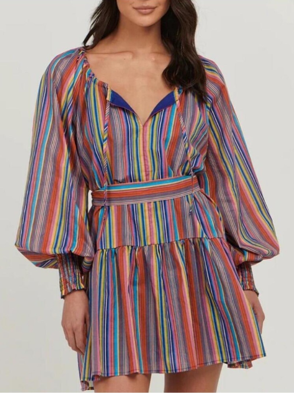 Charlie Holiday Mariana Rainbow Colorful Stripe Boho Mini Dress Size 4